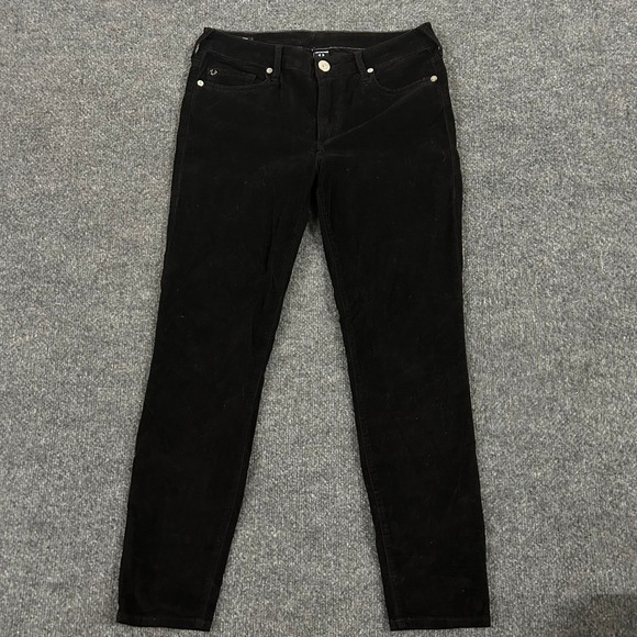 True Religion Pants - True Religion Pants Womens Size 29 Black Halle Super Skinny Corduroy Stretch Rip